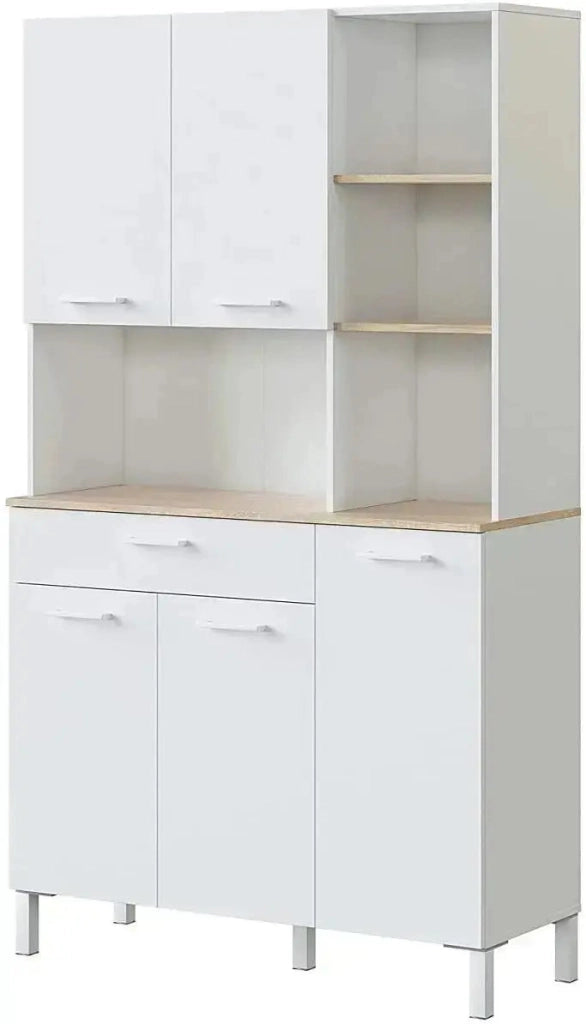 Armadio da cucina in bianco artik/canadian con 5 ante, 1 cassetto e 3 ripiani