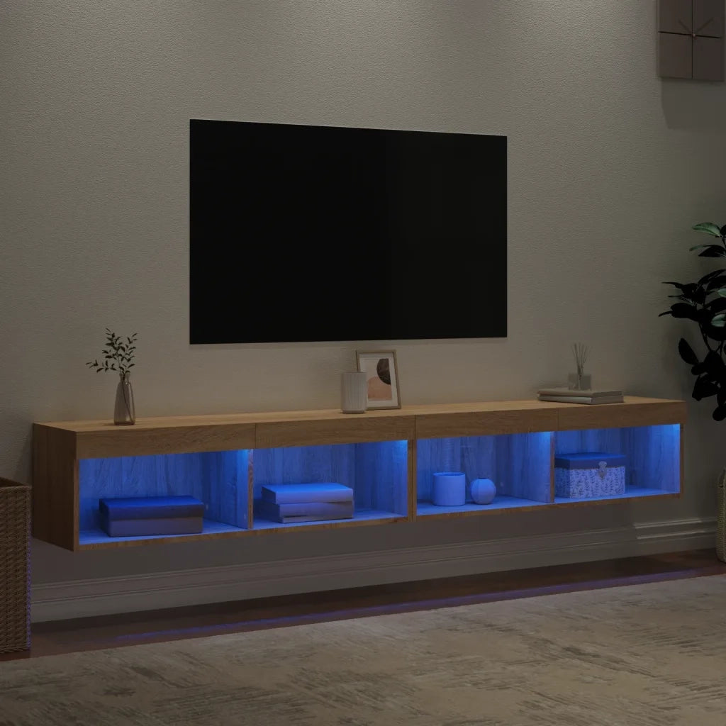 Mobili TV con Luci LED 2pz Rovere Sonoma 100x30x30 cm 837160