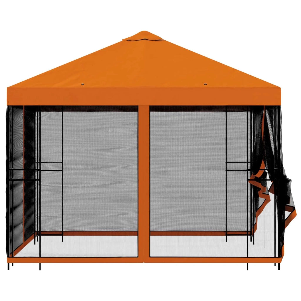 Gazebo da giardino con pareti laterali 3 x 3 m Arancione 900345