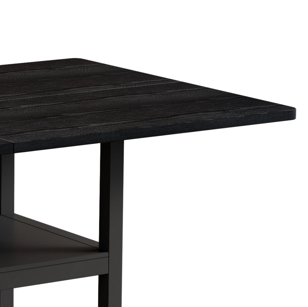 Tavolo da pranzo 160 cm nero MDF e metallo con ripiano integrato