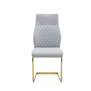 Set tavolo e sedie con 1 tavolo rotondo e 2 sedie; base centrale in MDF; metallo e PU grigio chiaro e oro