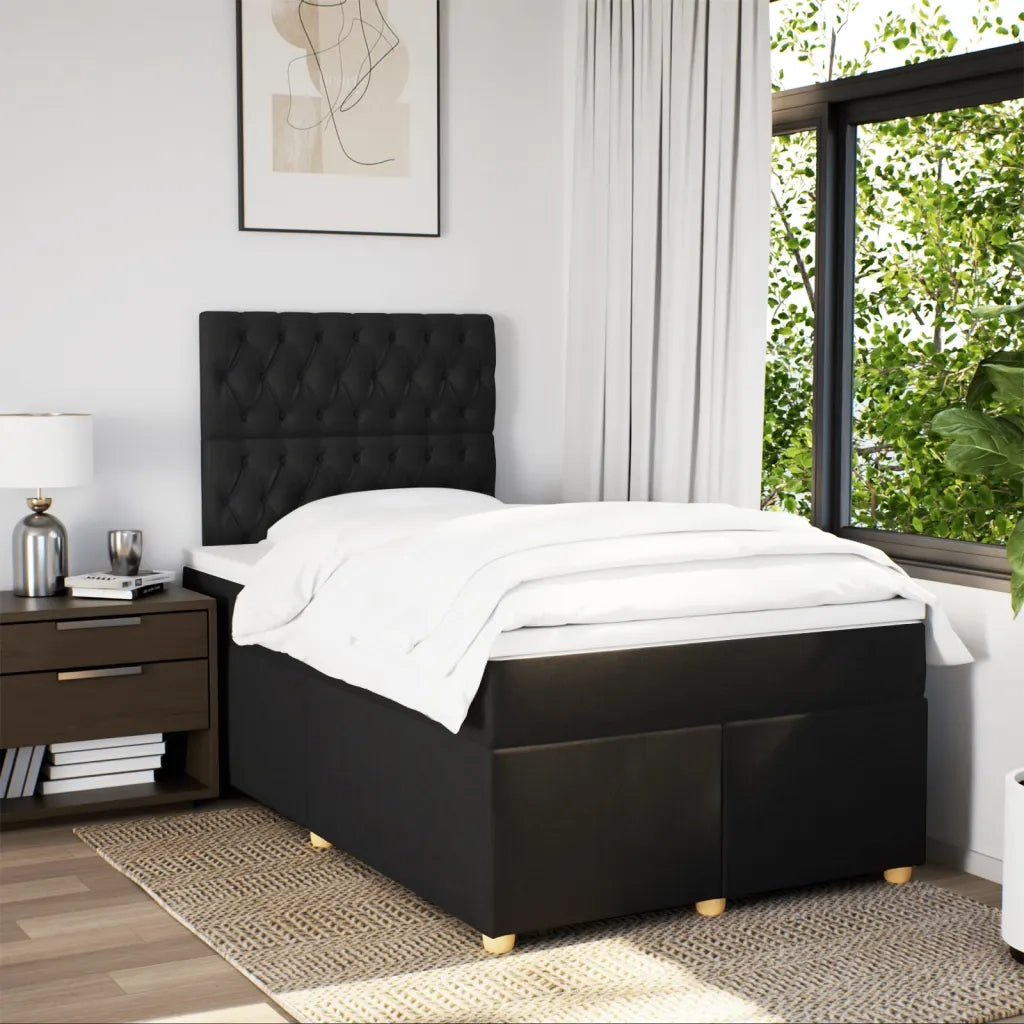 Giroletto a Molle con Materasso Nero 120x190 cm in Tessuto