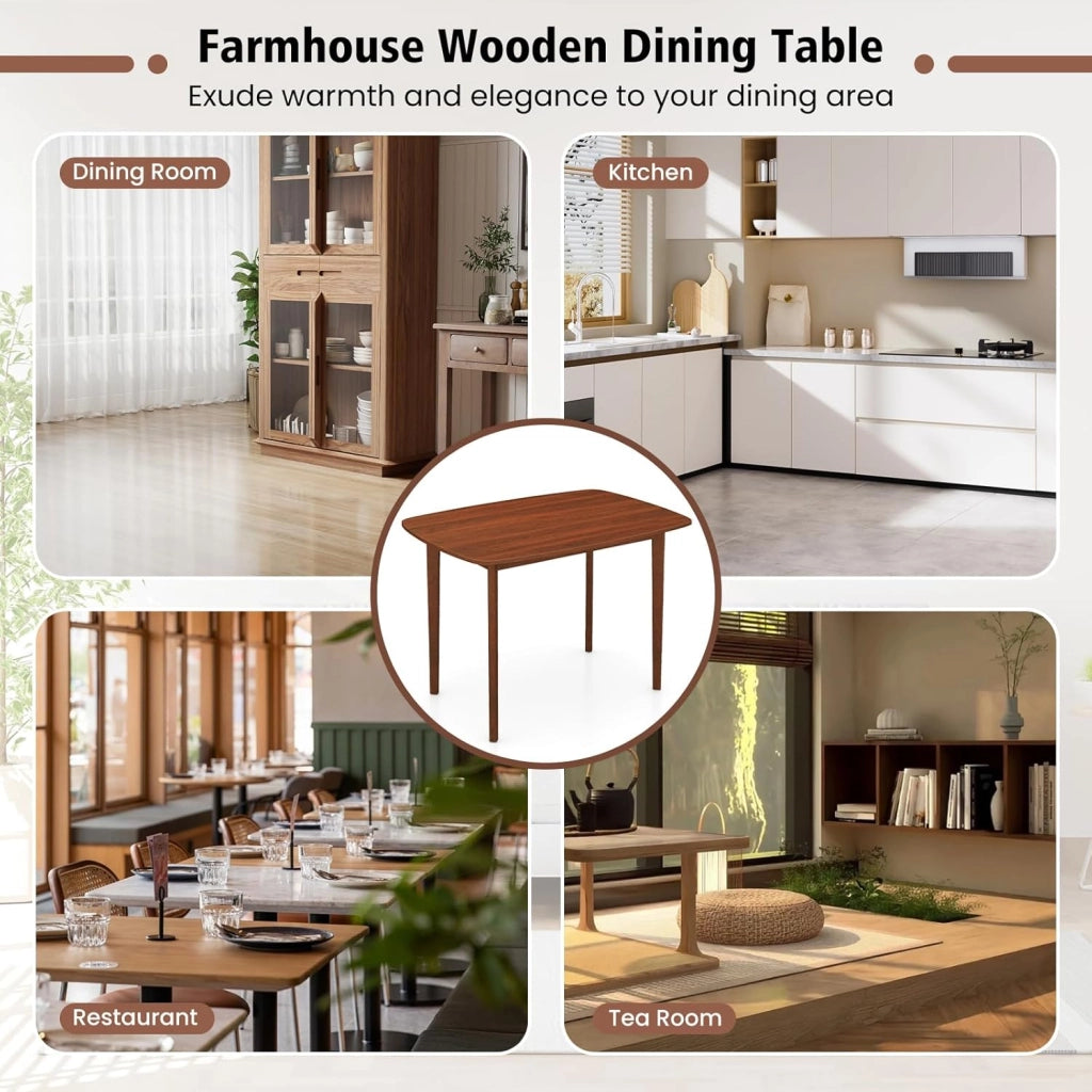 Tavolo da Pranzo in Legno, Tavolo da Cucina Rettangolare per 2-4 Persone con Gambe in Legno di Gomma, Tavolino in Stile Rustico, per Cucina, Sala da Pranzo, Soggiorno, 110 x 78 x 77 cm, Noce