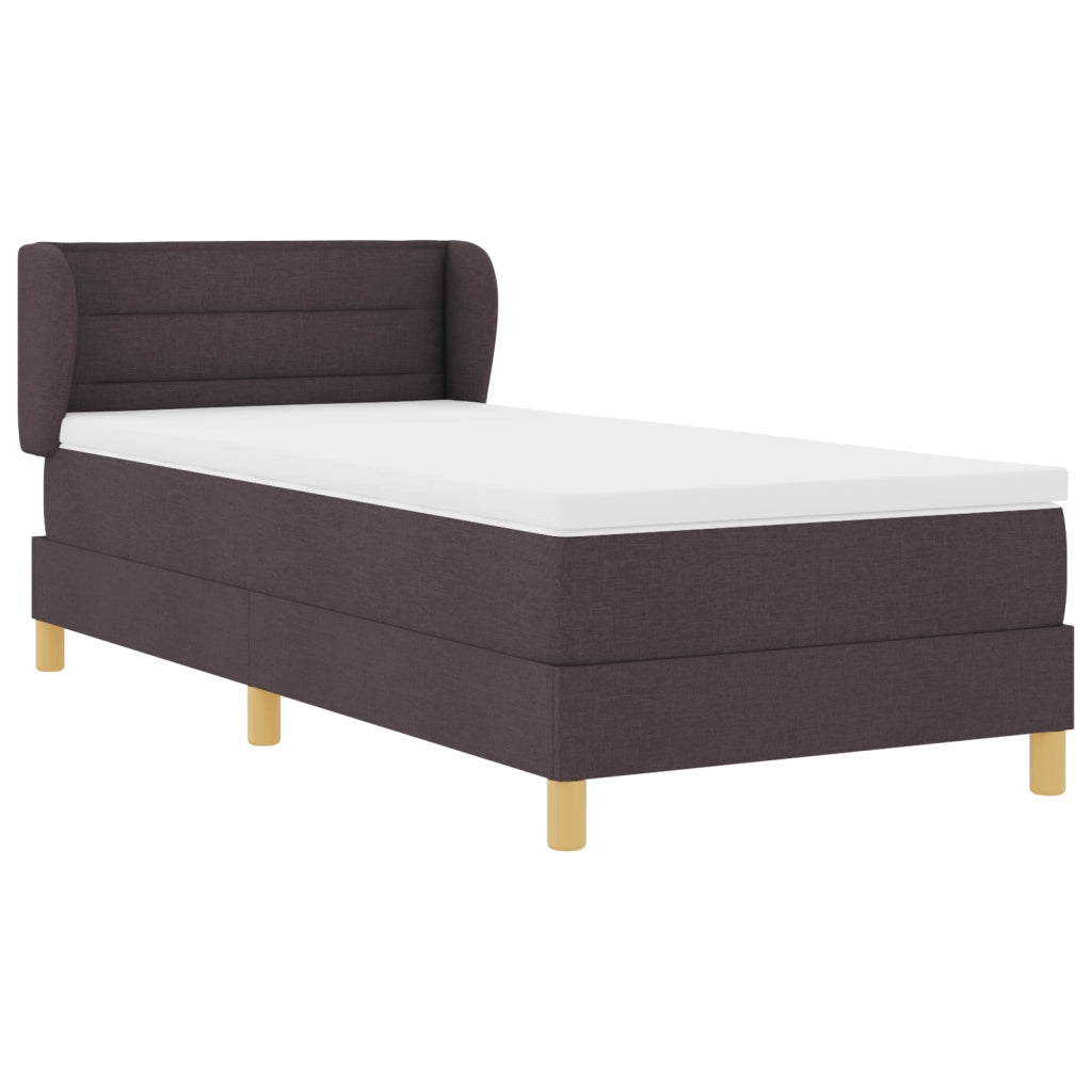 Letto a Molle con Materasso - Marrone Scuro, 90x190 cm, Tessuto