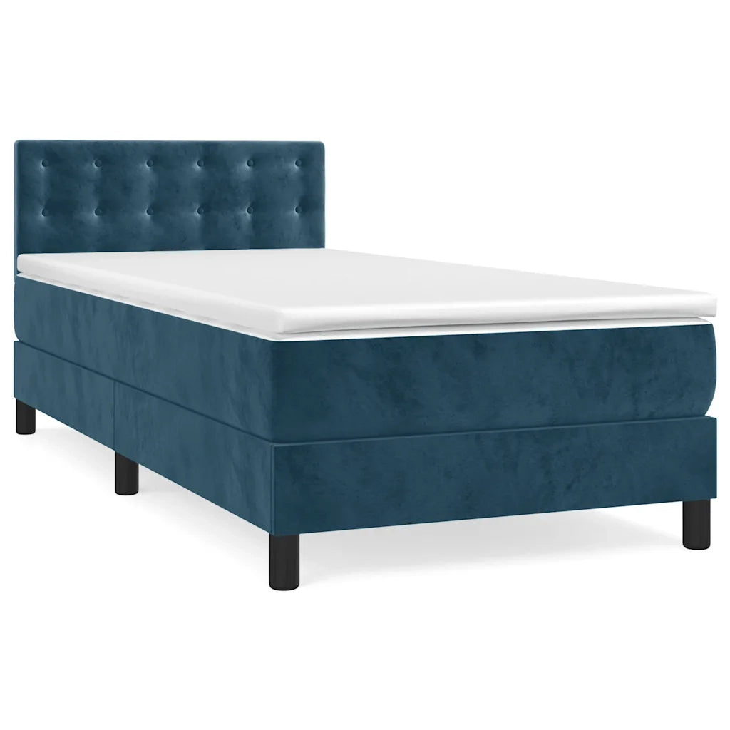 Giroletto a Molle con Materasso-Struttura Letto Blu Scuro 80x200 cm in Velluto 691806