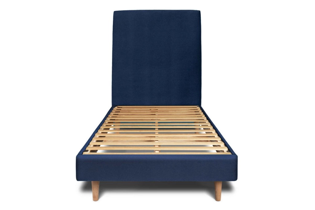 Letto 90x190 cm con testata imbottita - Tessuto velluto