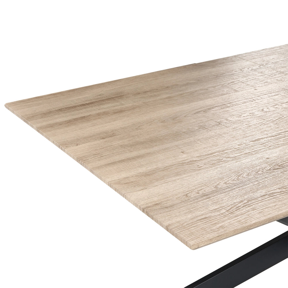 Tavolo da pranzo marrone chiaro con piano in MDF impiallacciato carta 160/200 x 90 cm Gambe in ferro Allungabile Rettangolare