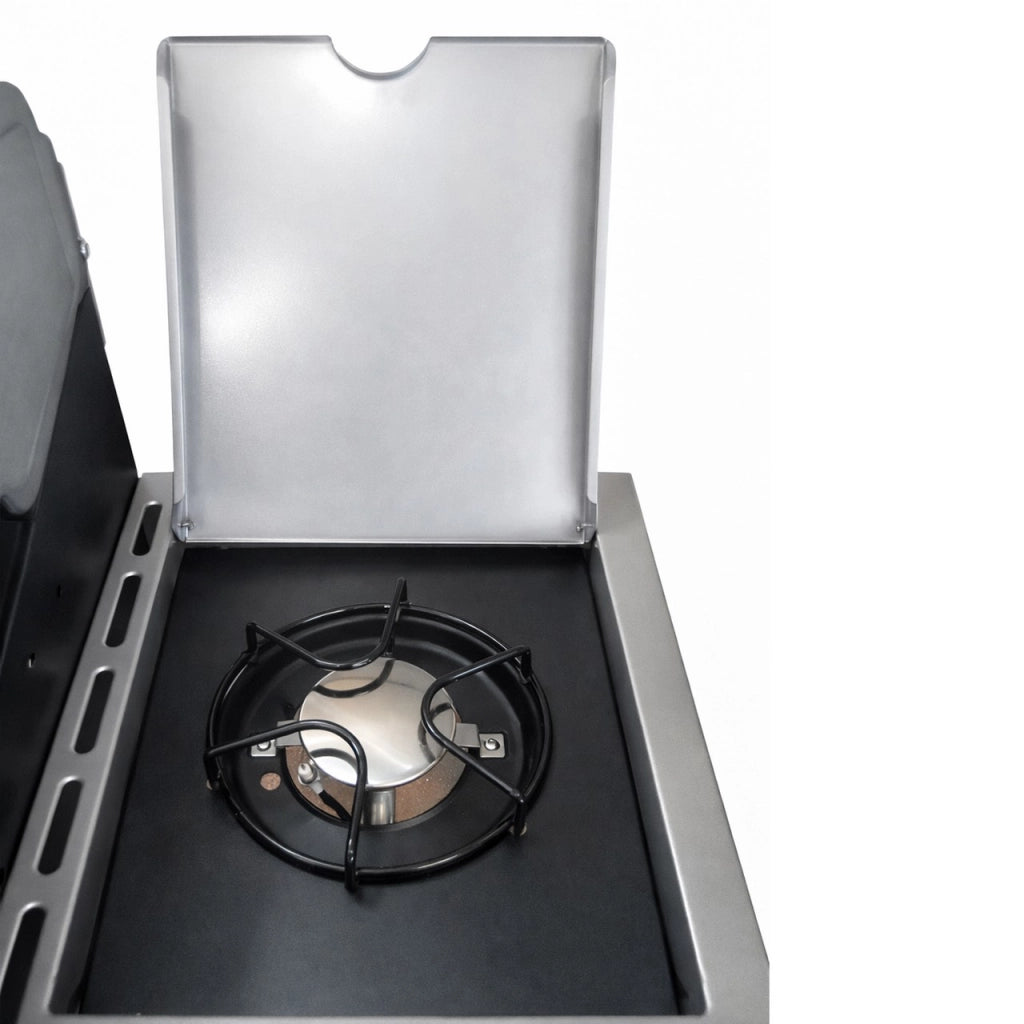 Ferraboli Barbecue Diamond 3+1 a Gas GPL – 3 Bruciatori + Fornello Laterale, Griglia Ampia, Coperchio con Termometro, Carrello con Ruote, BBQ da Giardino