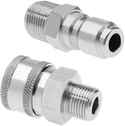 Adattatore per pulitore ad alta pressione - Connettore rapido - Acciaio inossidabile - 3/8 Pollici - Adatto per pulitori ad alta pressione - Argento
