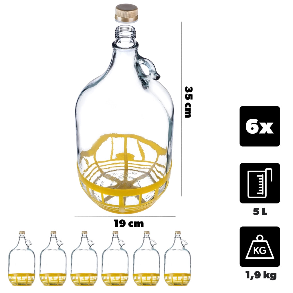 KADAX Bottiglia di vino 5L Palloncino Signora in un cestino Bottiglia di vino 6 pezzi + Tappo