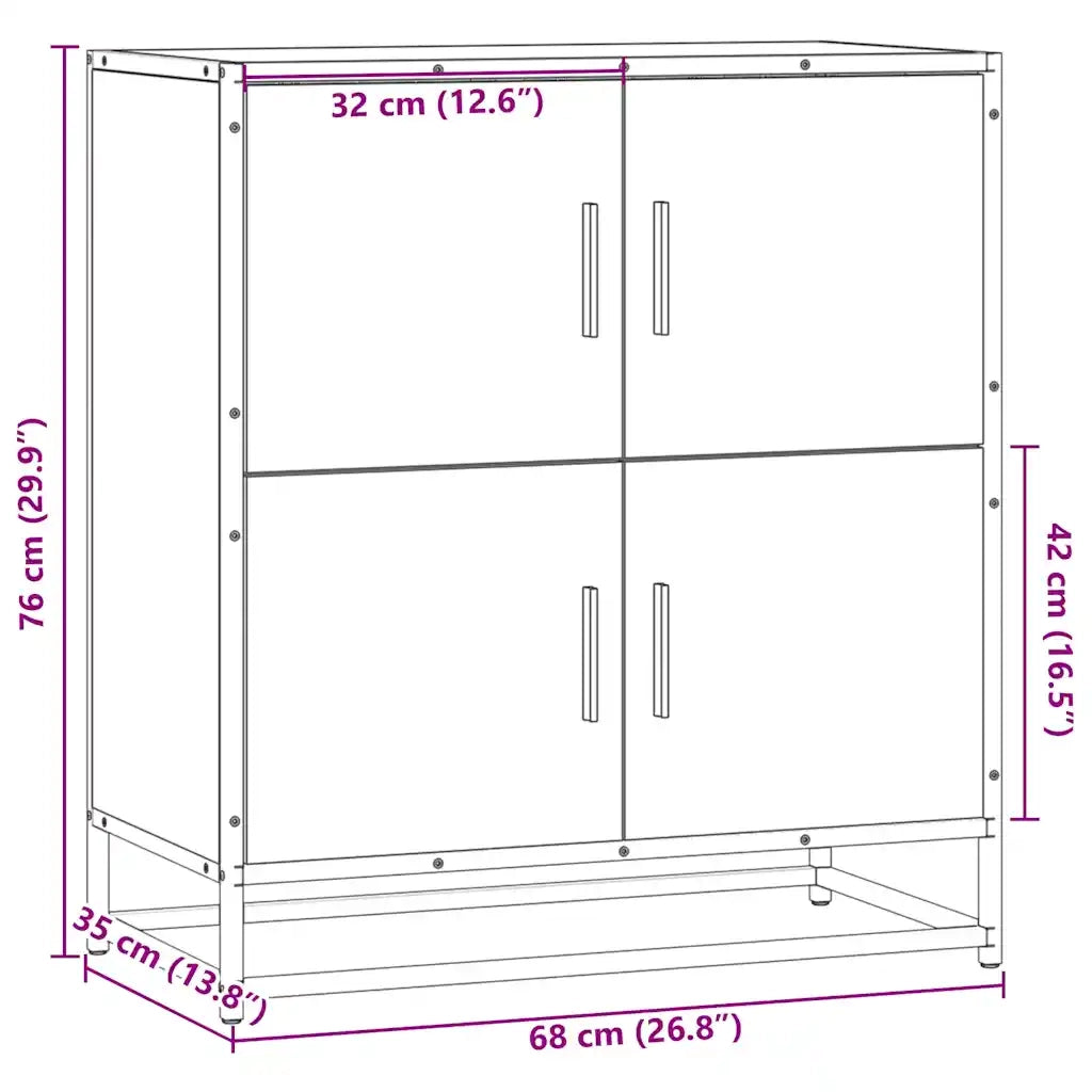 vidaXL Credenza Rovere Nera 68x35x76 cm in Legno Multistrato