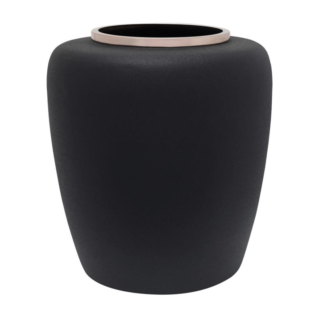 Vaso Art Deco 2025 in ferro nero opaco e oro rosa
