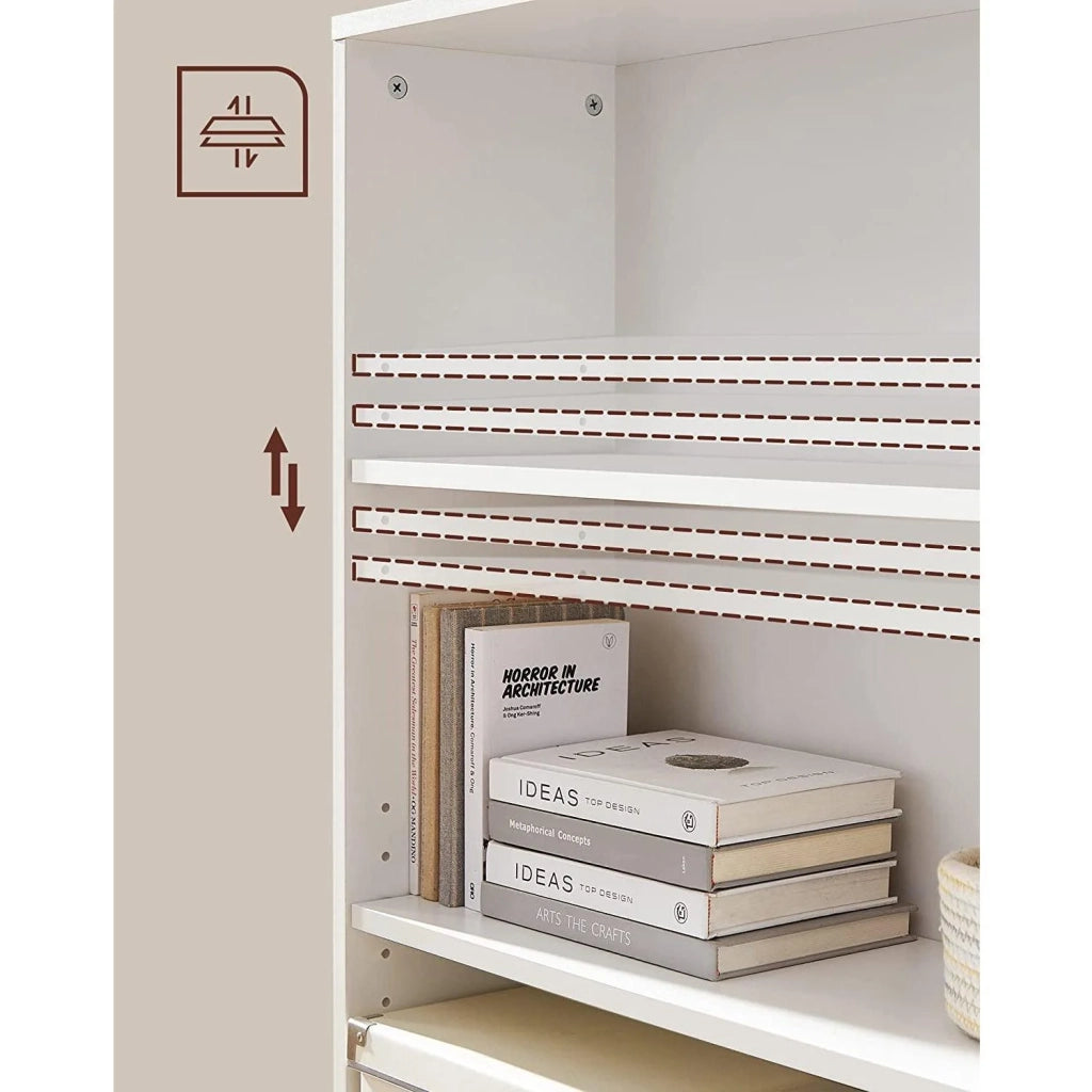 Libreria per DVD scaffale a 4 ripiani con ripiani regolabili in altezza per soggiorno camera da letto ufficio 121,5 cm bianco 12_0001462