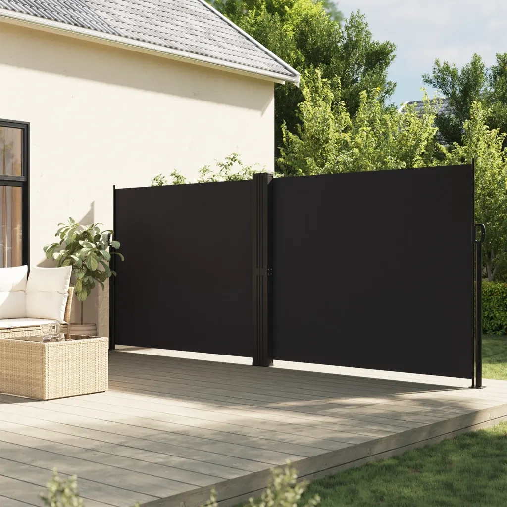 Tenda da Sole Laterale Retrattile-Tenda parasole per balcone per giardino Nera 160x1000 cm 326023