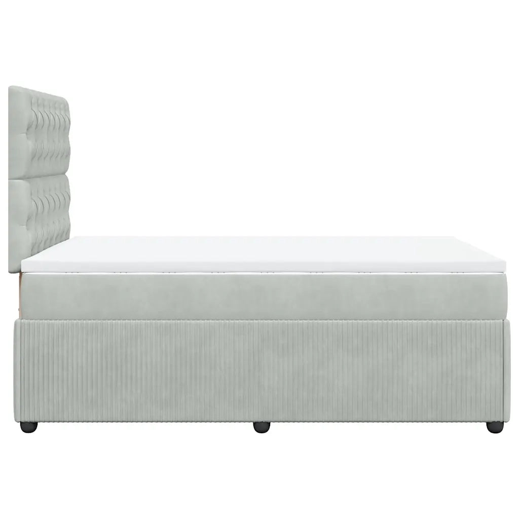 Giroletto a Molle con Materasso Grigio Chiaro 120x190cm Velluto