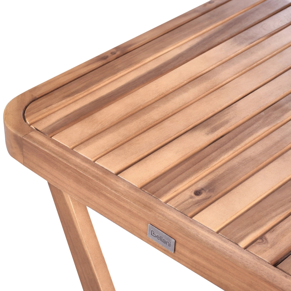 Set da balcone 3 pezzi marrone in legno di acacia massiccio certificato 2 sedie e tavolo da tè pieghevole a doghe