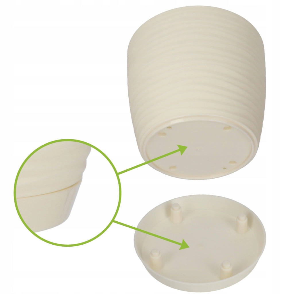 Vaso da fiori KADAX rotondo da 15 cm in plastica color crema