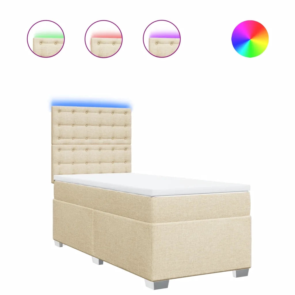 vidaXL Giroletto a Molle con Materasso Crema 100x200 cm in Tessuto