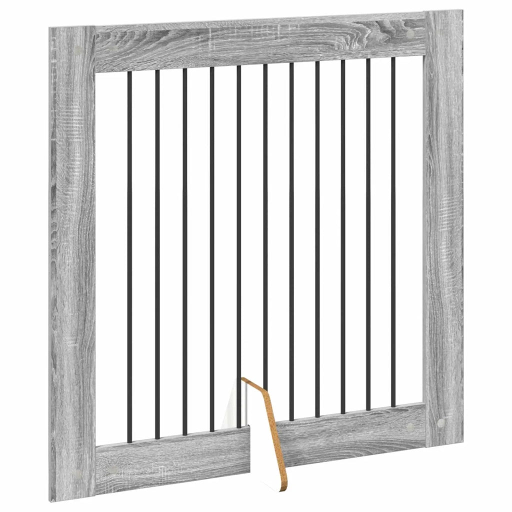 Cancello per cani con supporti 4 pz Grigio Sonoma 100 x 100 cm CFW8842725