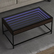 Tavolino da Salotto con LED Infinity-Tavolino da soggiorno Rovere Marrone 90x50x41 cm