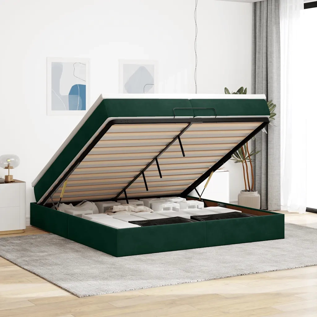 Struttura Letto Pouf con Materassi 200x200 cm Velluto 3311210