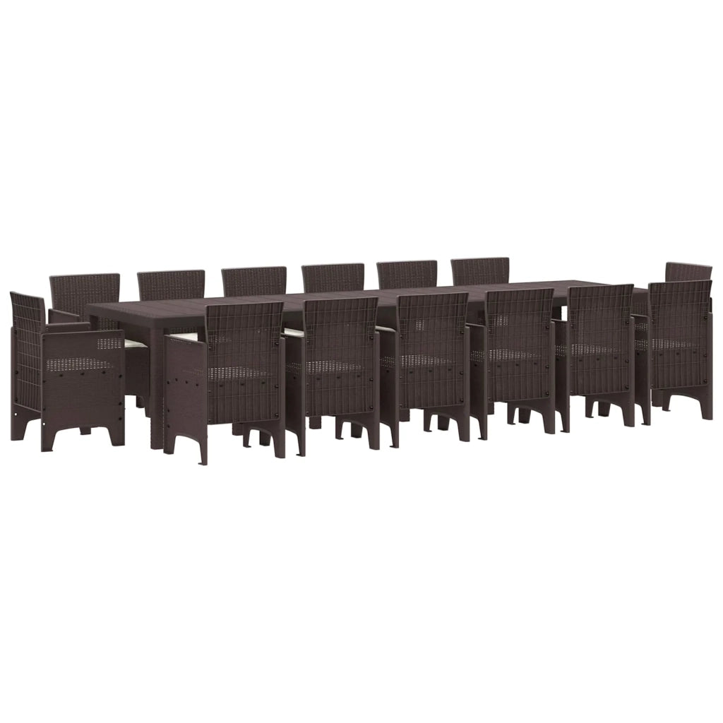 Set da Pranzo per Giardino 15 pcs Marrone Rattan Polt 3378641