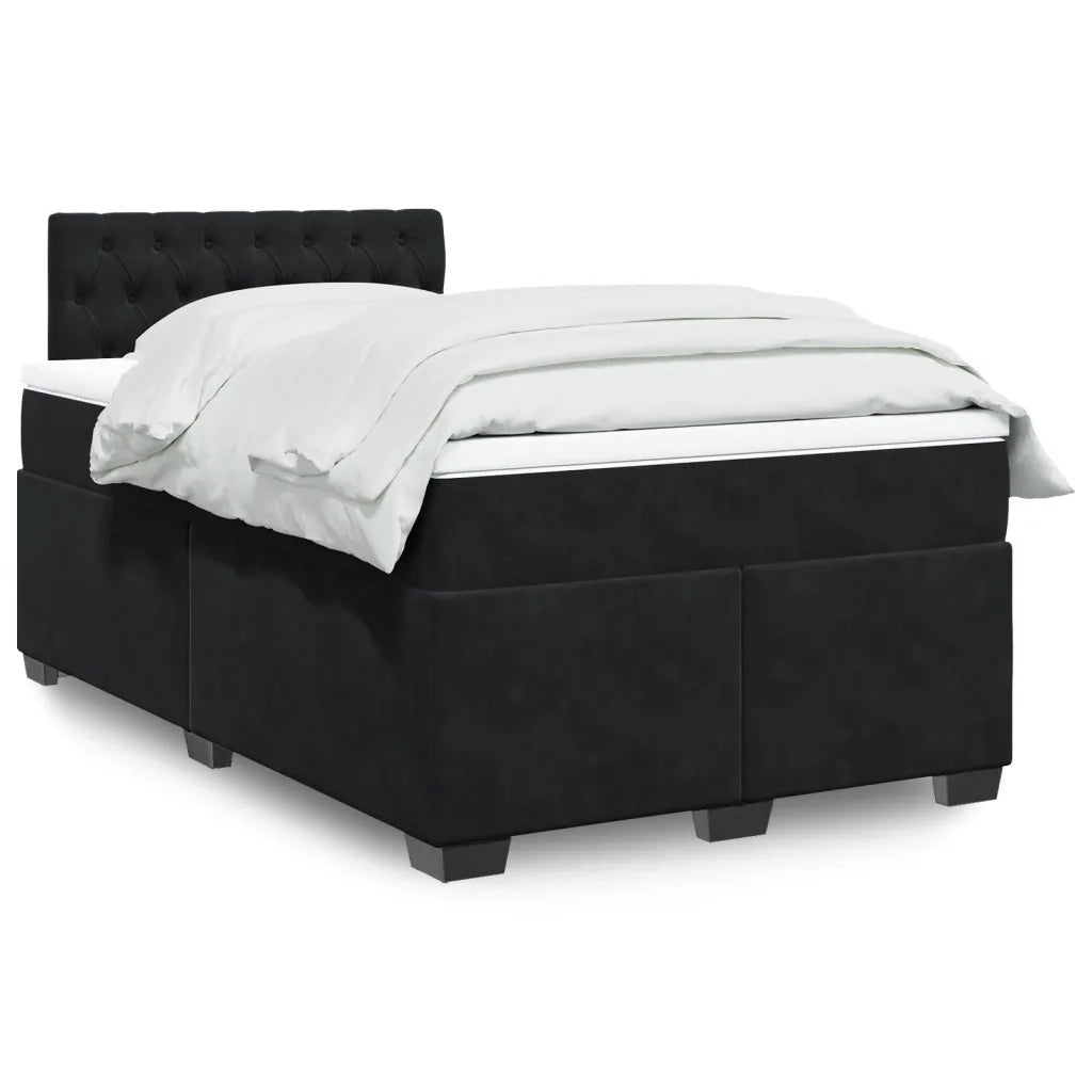 Giroletto a Molle con Materasso Nero 120x190 cm in Velluto 3288566
