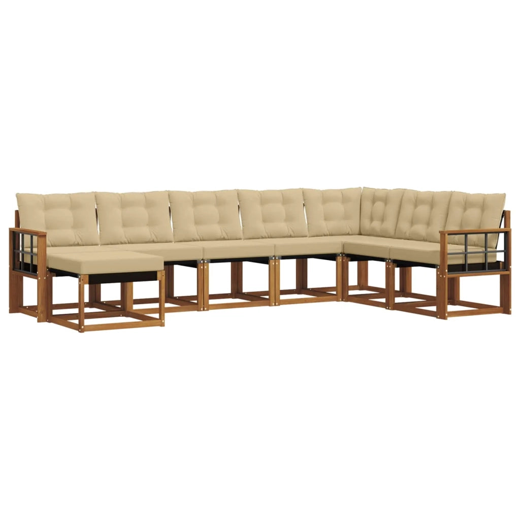 Set di divani da esterno con cuscino 8 pcs Naturale e Beige