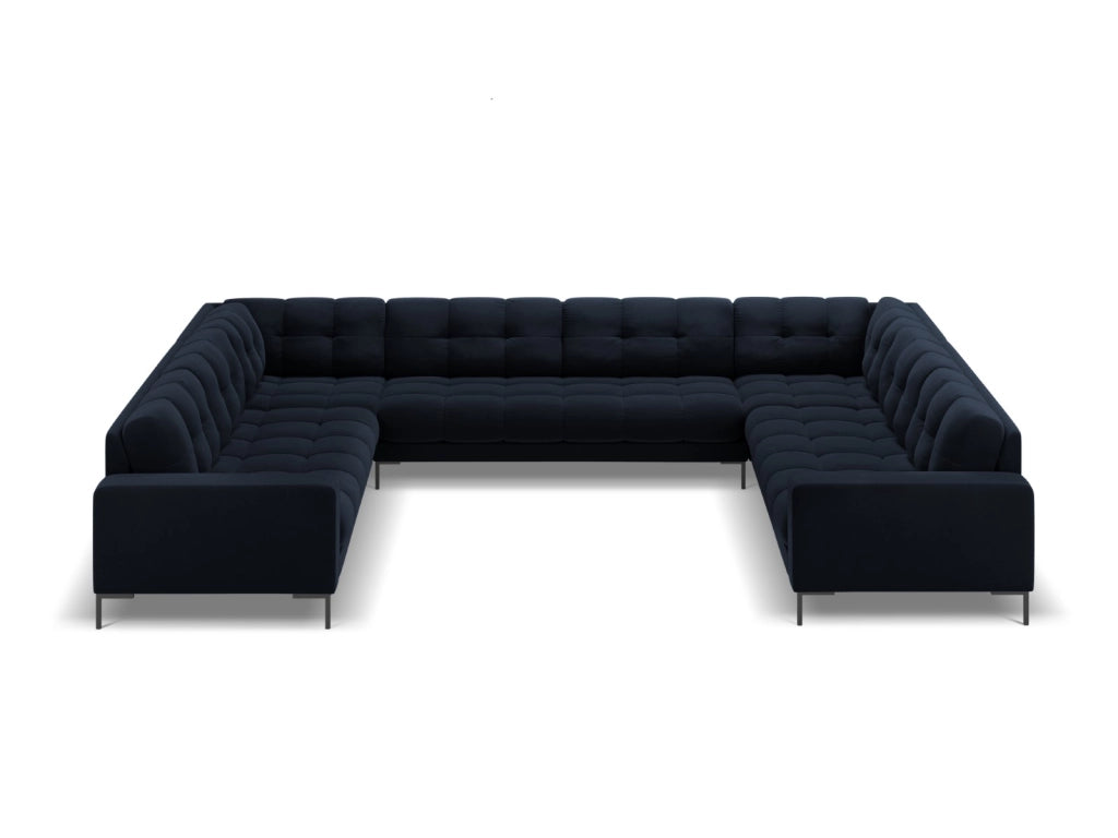 Cosmopolitan Design - Divano panoramico "Bali" 9 posti in velluto blu scuro 