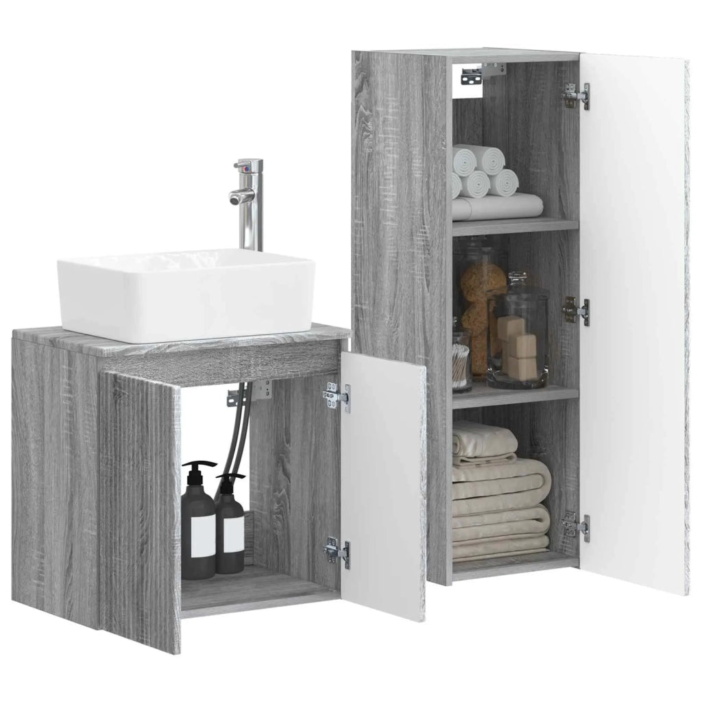 Set di mobili per il bagno 2 pz Sonoma grigio 3406129