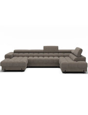 Divano panoramico convertibile Beige scuro angolo destro FERARIA 358x93x202cm