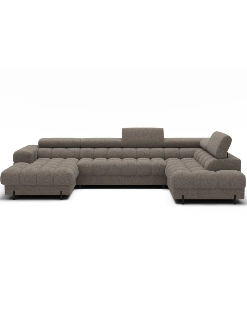 Divano panoramico convertibile Beige scuro angolo destro FERARIA 358x93x202cm
