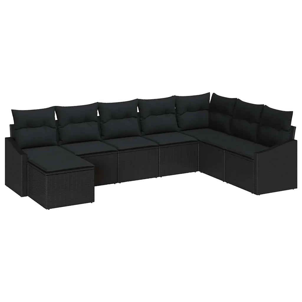 Set Divano da Giardino con cuscino 8 pcs Nero polyrattan 3355512