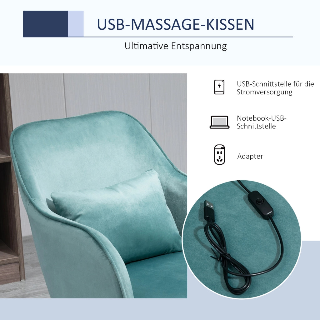 SEDIA DA UFFICIO GIREVOLE CON MASSAGGIO 57x70x78-86 cm VERDE