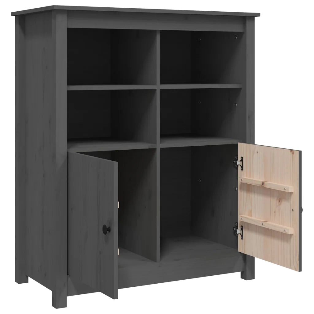 Credenza-Buffet-Armadio da cucina Grigia 83x41,5x100 cm in Legno Massello di Pino 694518