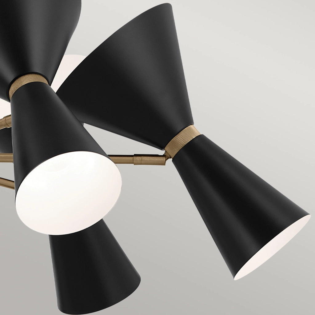 Lampadario Art Déco Phix Kichler nero oro coni 12xE27