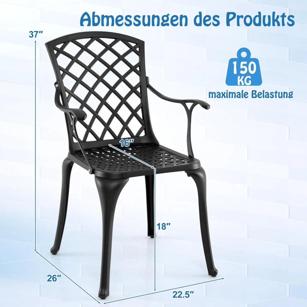 Set di 2 Sedie da Giardino, da Bistrò, in Alluminio Pressofuso, Sedie a Mosaico in Ferro con Schienali e Braccioli, da Giardino, Stile Anticato, Portata Fino a 110 kg