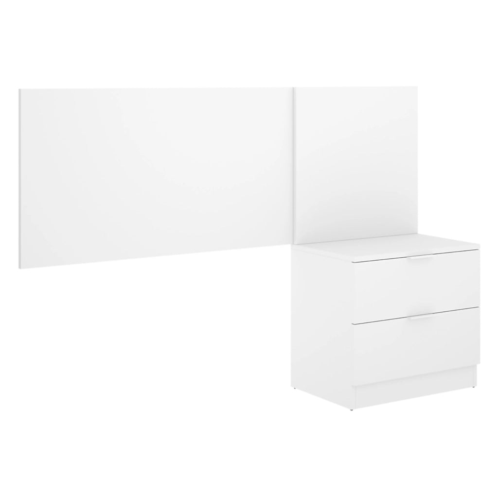 Lead, Testiera Letto Comodino Incluso, 34x141 cm Bianco