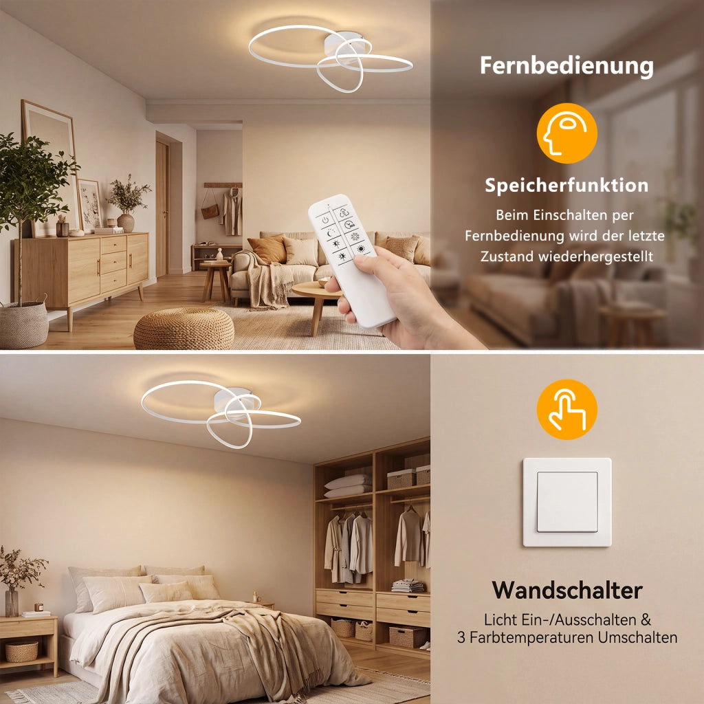 ZMH Lampada da Soffitto LED 30W Dimmabile Bianca per Camera Soggiorno