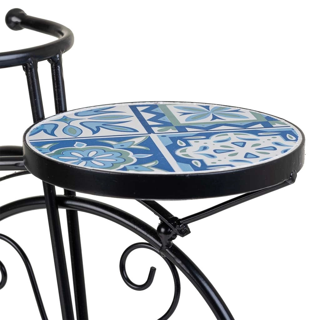 Supporto bici in mosaico Blu e ferro battuto 67x26,5x43h