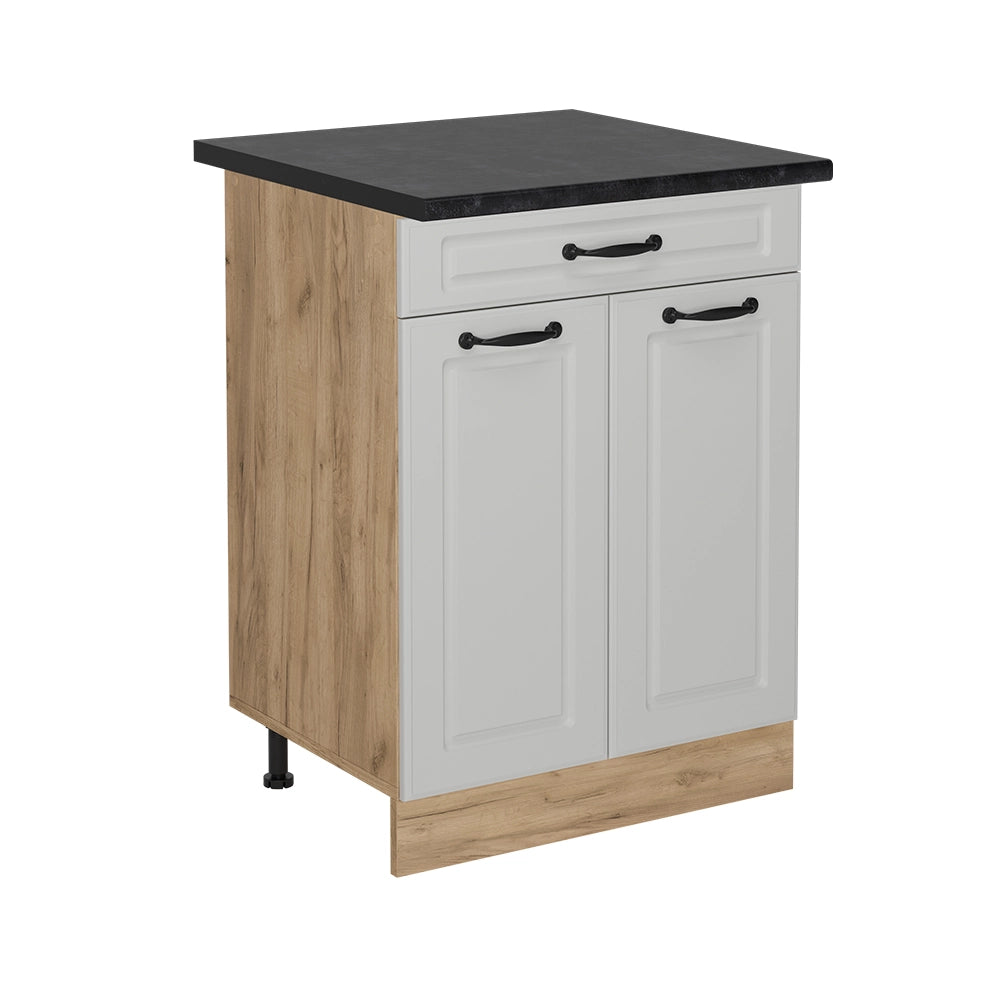 Vicco Mobiletto base per cucina Bianco casa di campagna 60 cm con cassetto, PL Antracite