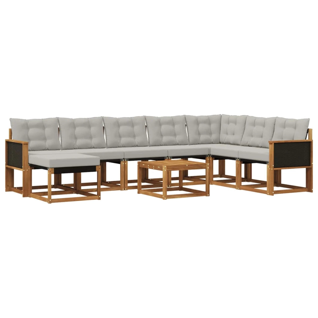 Set di divani da esterno 9 pz Naturale e Grigio chiaro 3382151
