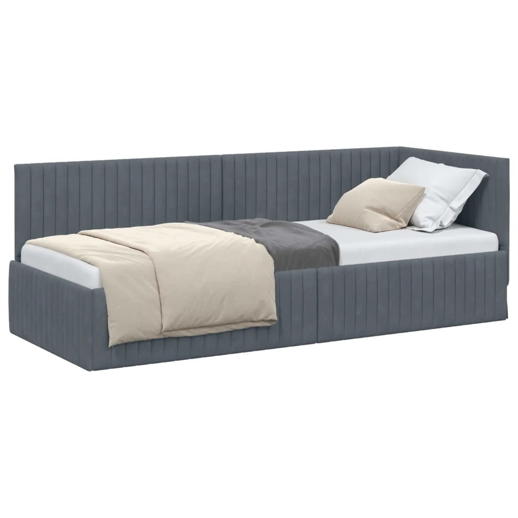 Cornice del letto ad angolo Grigio scuro 80 cm x 200 cm Velluto 42016247