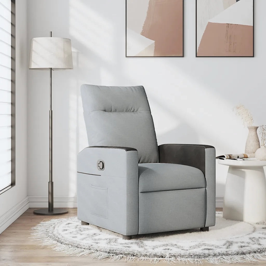 Divano Sedia-Poltrona Reclinabile in Tessuto Grigio Chiaro 270158