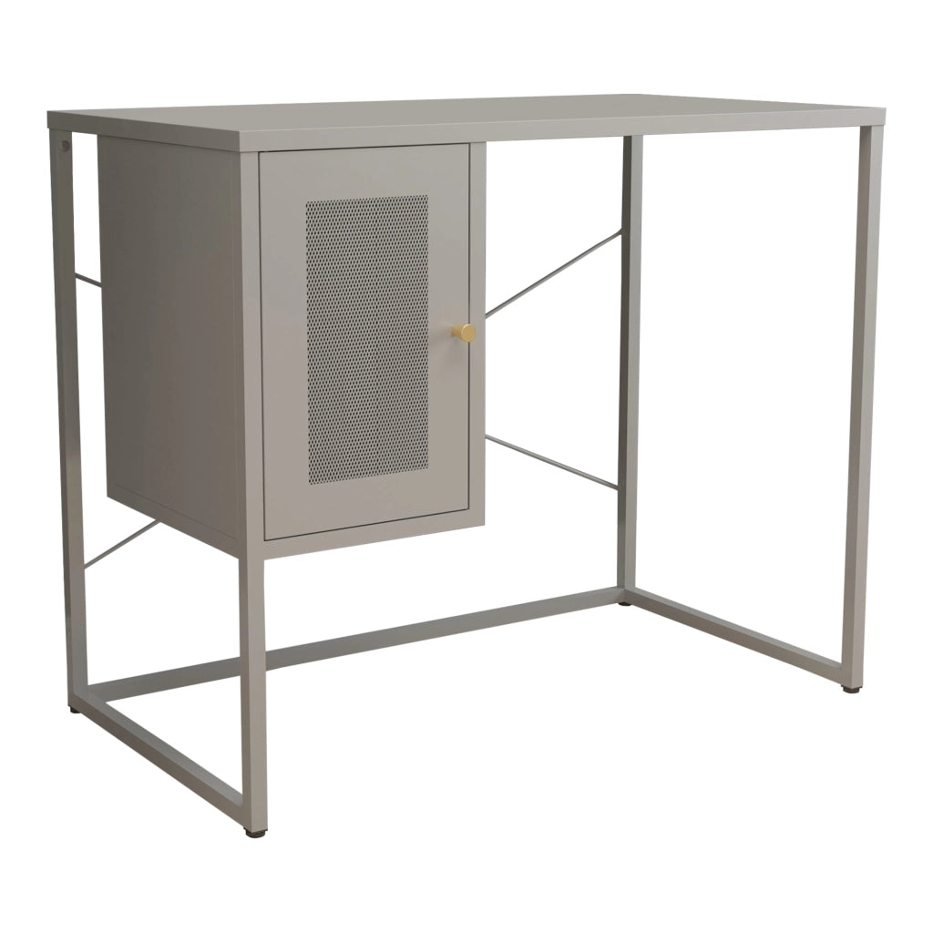 Scrivania Sund in Acciaio con Scomparto Chiuso con Anta 75x100x50 cm Grigio [en.casa]