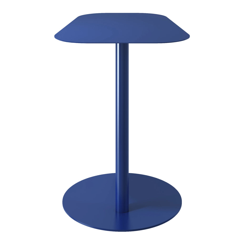 Tavolino Laterale Nastätten in Metallo con Piano di Appoggio Trapezoidale - Blu Scuro [en.casa]