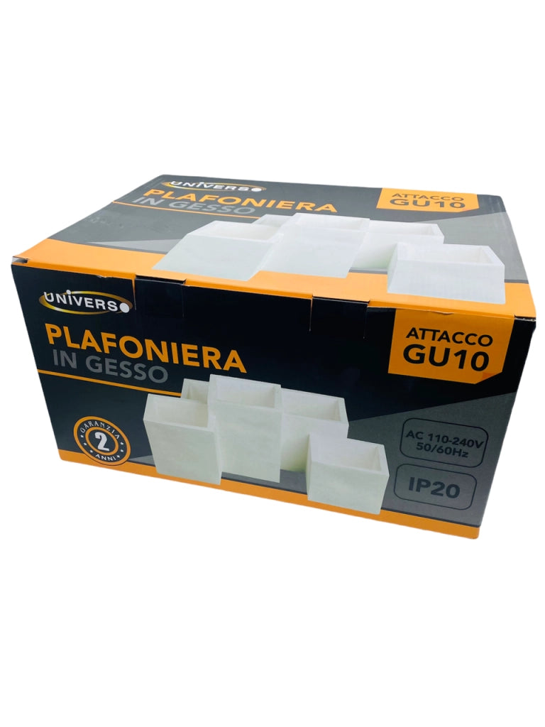 Lampada gesso da soffitto plafoniera a 5 cubi attacco faretto GU10 luce fredda