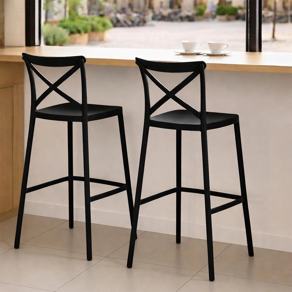 Sgabello da bar in plastica nero sprint h 75 cm