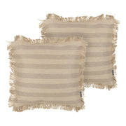 Set di 2 cuscini in iuta sfoderabile con imbottitura con bordo decorativo a righe 45 x 45 cm Beige accessori decorativi boho