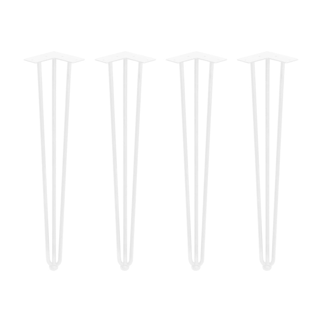 Set di Gambe Hairpin di 3 Bastoncini per Tavolo H710 Verniciato Bianco Acciaio Emuca